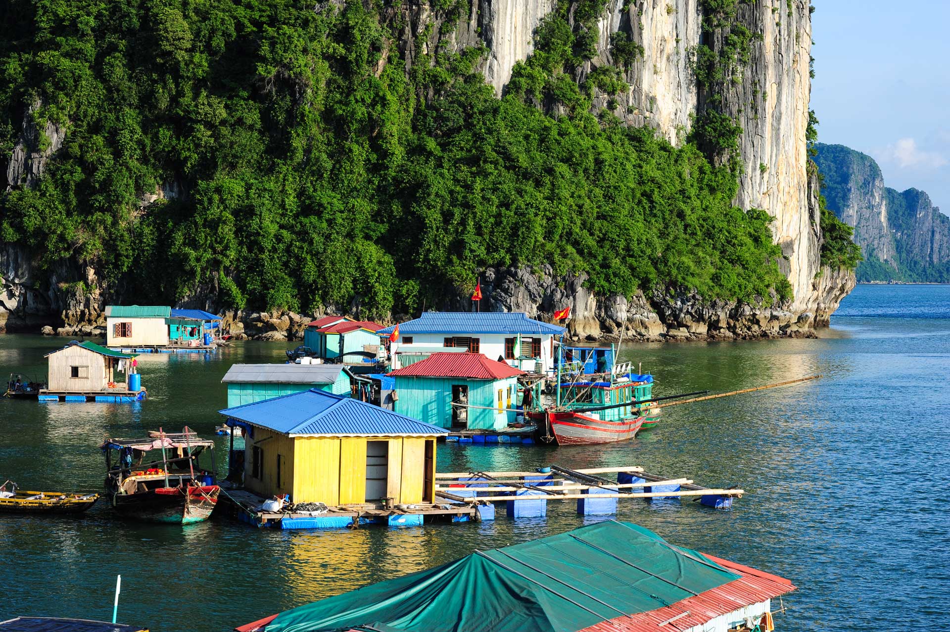 Floating houses in Halong bay,Vietnam.